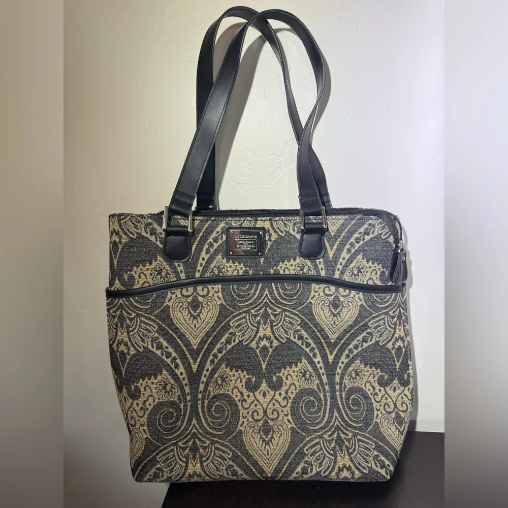 ~13” Liz Claiborne Work Bag Randa Luggage Laptop Tote Fabric Blue‎ & Gray